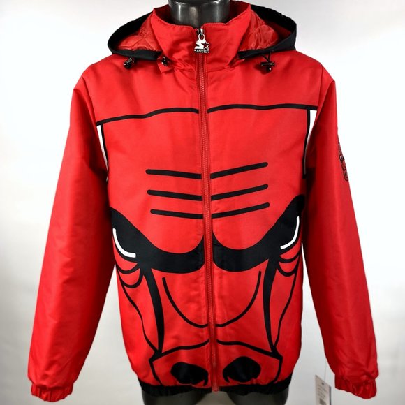 CHICAGO BULLS Starter "BIG LOGO" Hooded Parka Jacket 4X - Picture 1 of 9